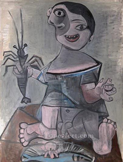 Jeune garcon a la langouste 1941 Cubism Oil Paintings